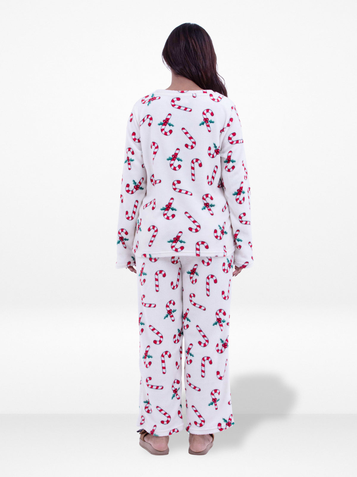 Women’s Christmas Candy Cane Printed Pyjama Set – Long Sleeve Sleepwear | Cozy Winter Loungewear for Women