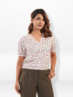Women's Short Sleeve V-Neck T-Shirt with Elegant Lace