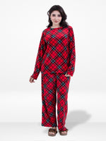 Women’s RedStripe Printed Pyjama Set – Long Sleeve Top & Pants, Soft Comfortable Sleepwear, Cozy Winter Loungewear for Women