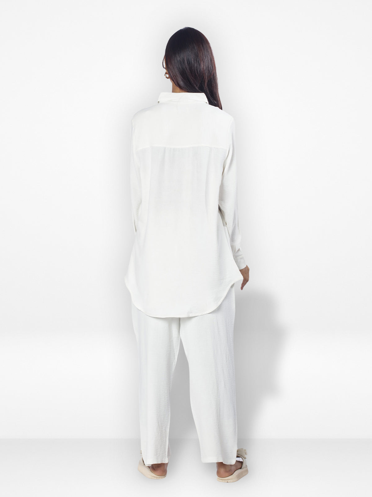 Women Solid Color Co-Ord Set| Long Sleeve| Off White