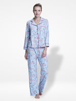 Women Notch-Collar Floral Print Top & Pants Pyjama Set