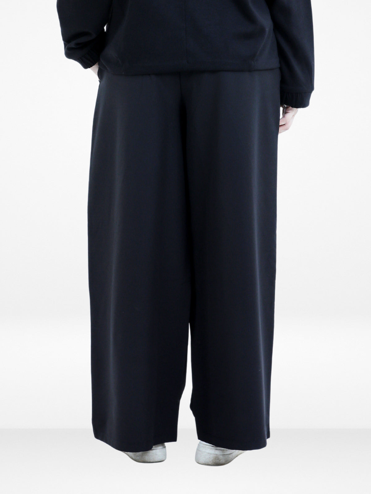 Women’s Cozy Open Leg Palazzo Sweatpants – Soft Relaxed Fit Lounge Pants with Drawstring Waist & Side Pockets |Black