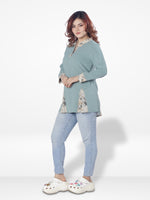 Women Shirt Collar Tops with Nice Design| Green