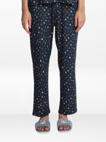 Women’s All Over Printed Lounge Pants | Soft Stretch Yummy Rib Fabric | Drawstring Waist Casual Sleepwear & Pajama Trousers - Navy