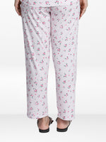 Women’s All Over Printed Lounge Pants | Soft Stretch Yummy Rib Fabric | Drawstring Waist Casual Sleepwear & Pajama Trousers - Pink