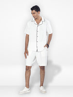Men's Casual Short Sleeve Button Down Shirt & Short Pant Set | Off White