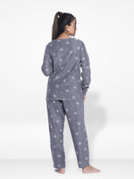 Women's Micro Polar Fleece Star Print Crew Neck Long Sleeve Pyjama Set