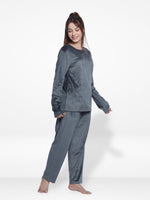Women Velour Sleepwear Long Sleeve Pyjama Set