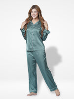 Women's Satin Notch collar & Full Sleeve Sleepwear set |Satin Fabric