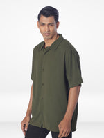 Men's Relaxed-Fit Half-Sleeve Casual Shirt| OLIVE