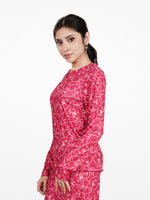 Women's Henley Long Sleeve Printed Top – Soft & Stretchy Rib Knit Casual T-Shirt