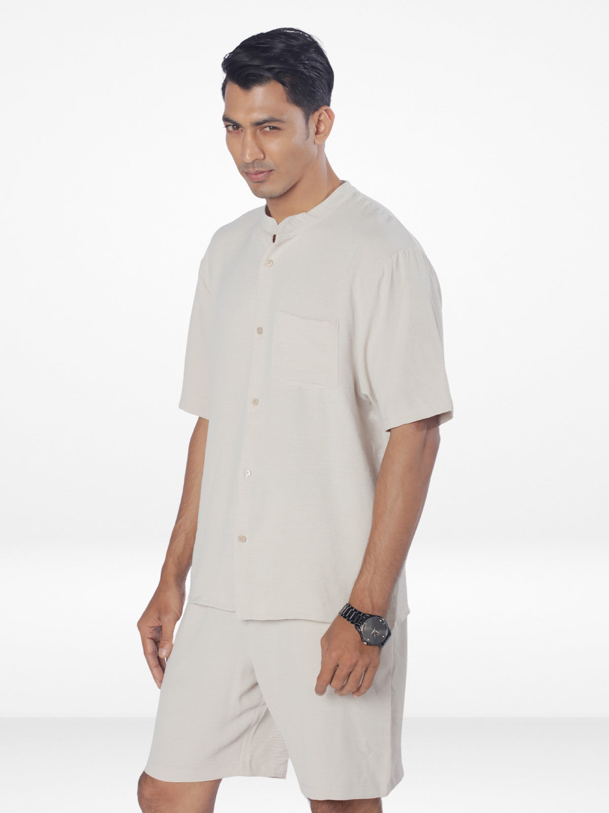 Men's Short Sleeve Shirt & Short Pant Set | Beige