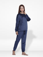 Women Velvety Sleepwear Long Sleeve Pyjama Set