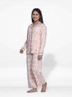 Women Warm Grey FloralSleepwear Long Sleeve Pyjama Set