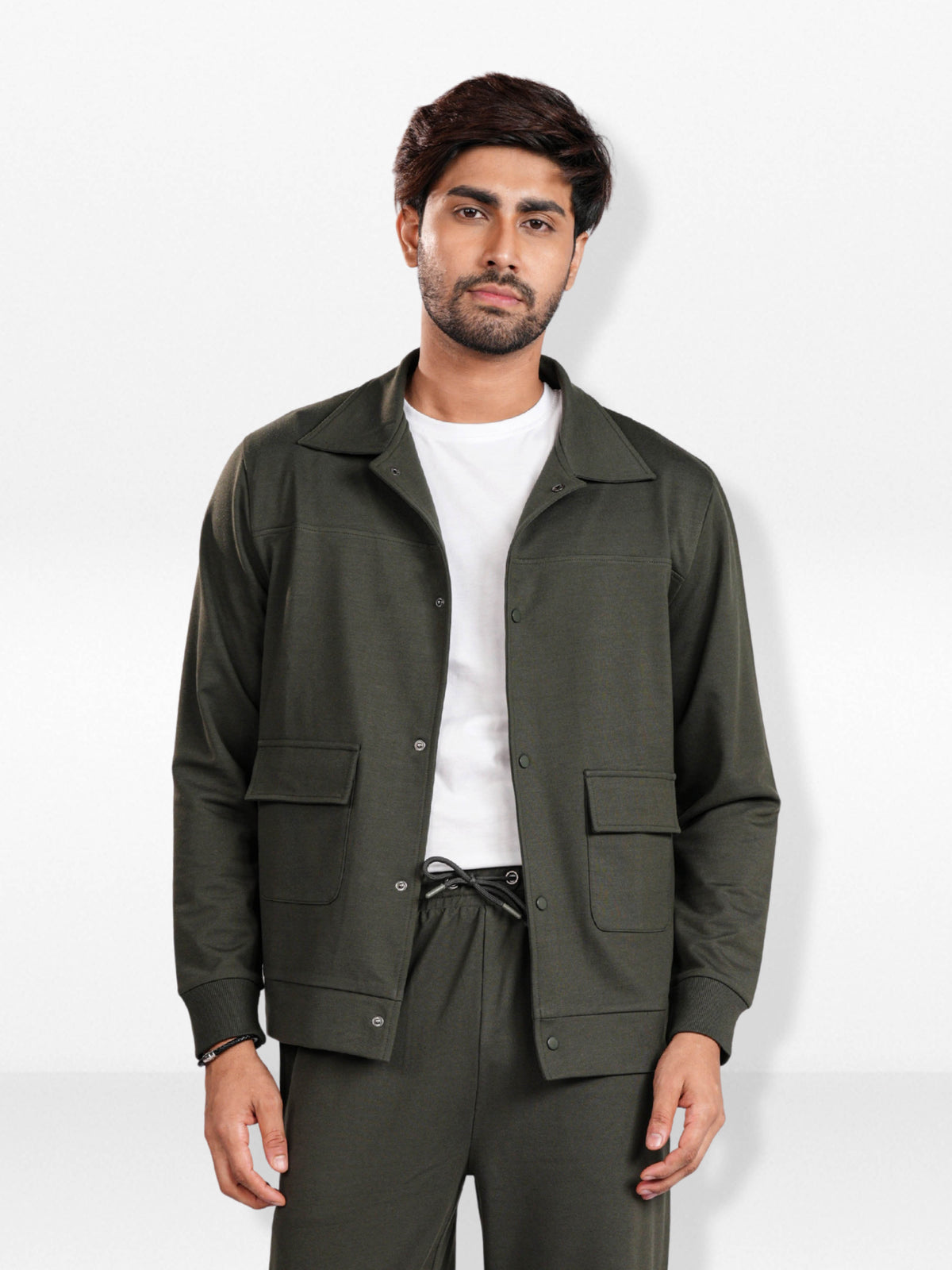 Men’s Solid Casual Jacket – Snap Button Front Closure with Clean Design | Comfortable Everyday Outerwear for Men