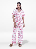 Women Christmas Candy Cane Printed Pyjama Set , Night wear Dress Women's Printed Night Suit Set Shirt & Pyjama | Soft Nightwear Dress, 2 Piece Sleepwear for Women,
