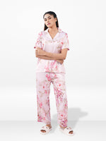 Women’s Short Sleeve Satin Sleepwear Set – Notch Collar 2 Piece Pajama Outfit | Comfy Nightwear, Soft Summer Lounge Set for Women