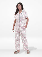 Women’s 3-Piece Pajama Set – Yummy Rib Fabric Sleepwear with Contrast Piping, Notch Collar & Button Down Top,