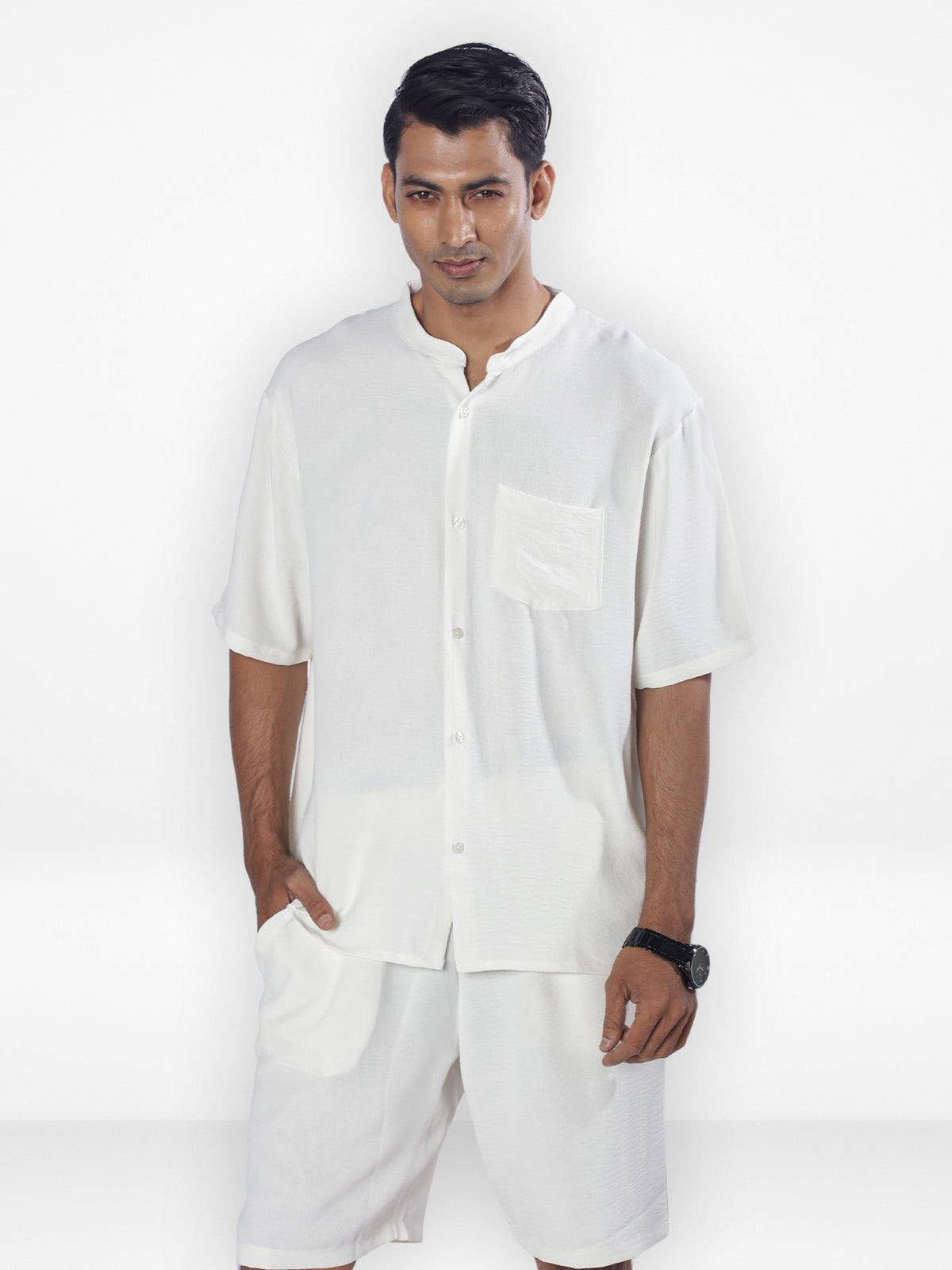 Men's Short Sleeve Shirt & Short Pant Set | Off White