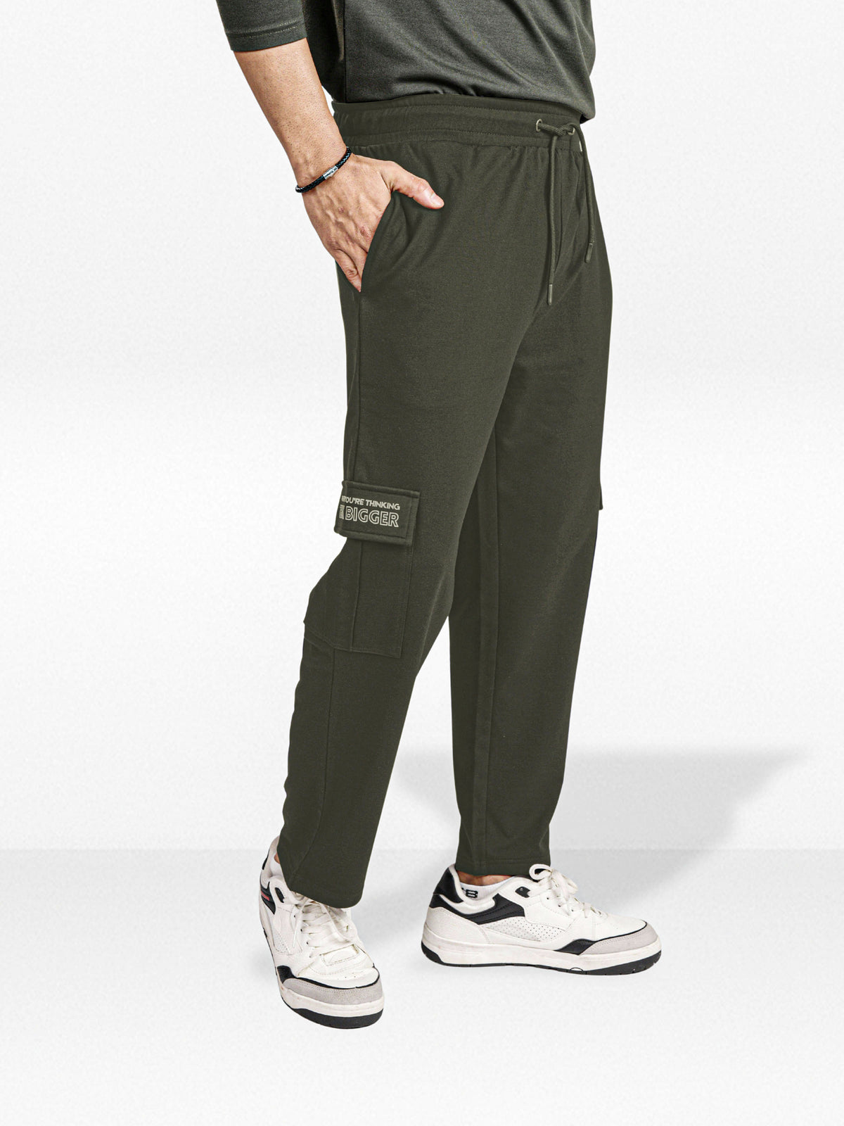 Men’s Cargo Jogger Pants – Straight Fit with Side Pocket Printed | Casual Lounge Trousers with Modern Panel Detail