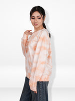Women’s Tie-Dye Long Sleeve Sweatshirt – Soft Cotton Blend Pullover | Stylish Printed Casual Top for Everyday Comfort