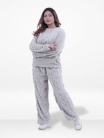 Women’s Fur Fabric Pyjama Set – Soft & Cozy 2-Piece Winter Nightwear | Long Sleeve Sleepwear Top and Bottom Set