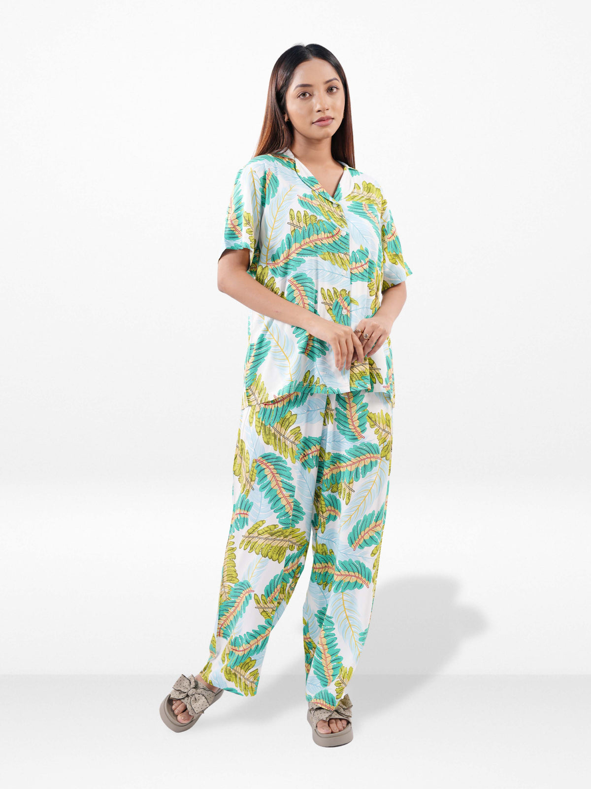 Women’s Short Sleeve Sleepwear Set – Notch Collar 2 Piece Pajama Outfit | Comfy Nightwear, Soft Summer Lounge Set for Women