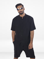 Men's Short Sleeve Shirt & Short Pant Set | Black