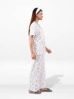 Women All Over Printed Night Suit Set of Shirt & Pyjama, Night wear Dress