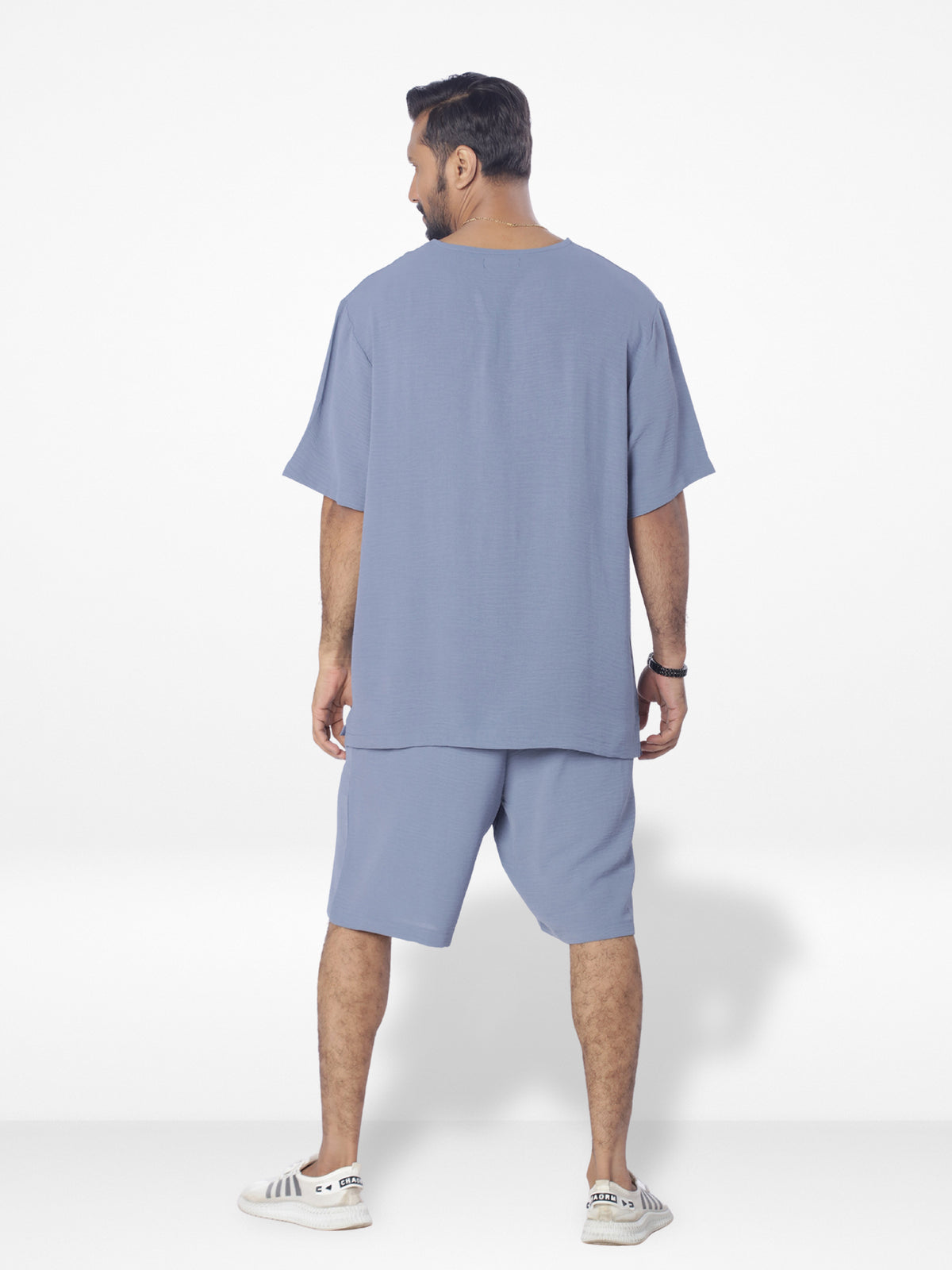 Men's Short Sleeve Shirt & Short Pant Set| Slate Blue