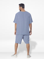 Men's Short Sleeve Shirt & Short Pant Set| Slate Blue
