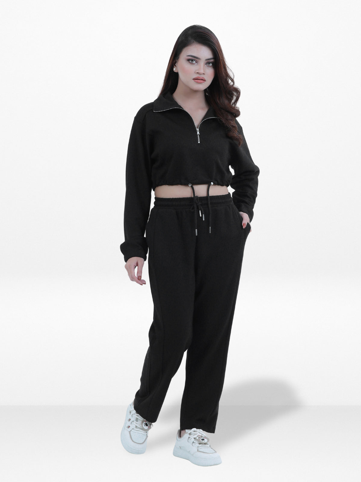 Women’s Long Sleeve Cropped Top Half Zip Pullover Sweatshirt | Trendy Relaxed Fit , Sweatshirt for Casual & Athleisure Wear