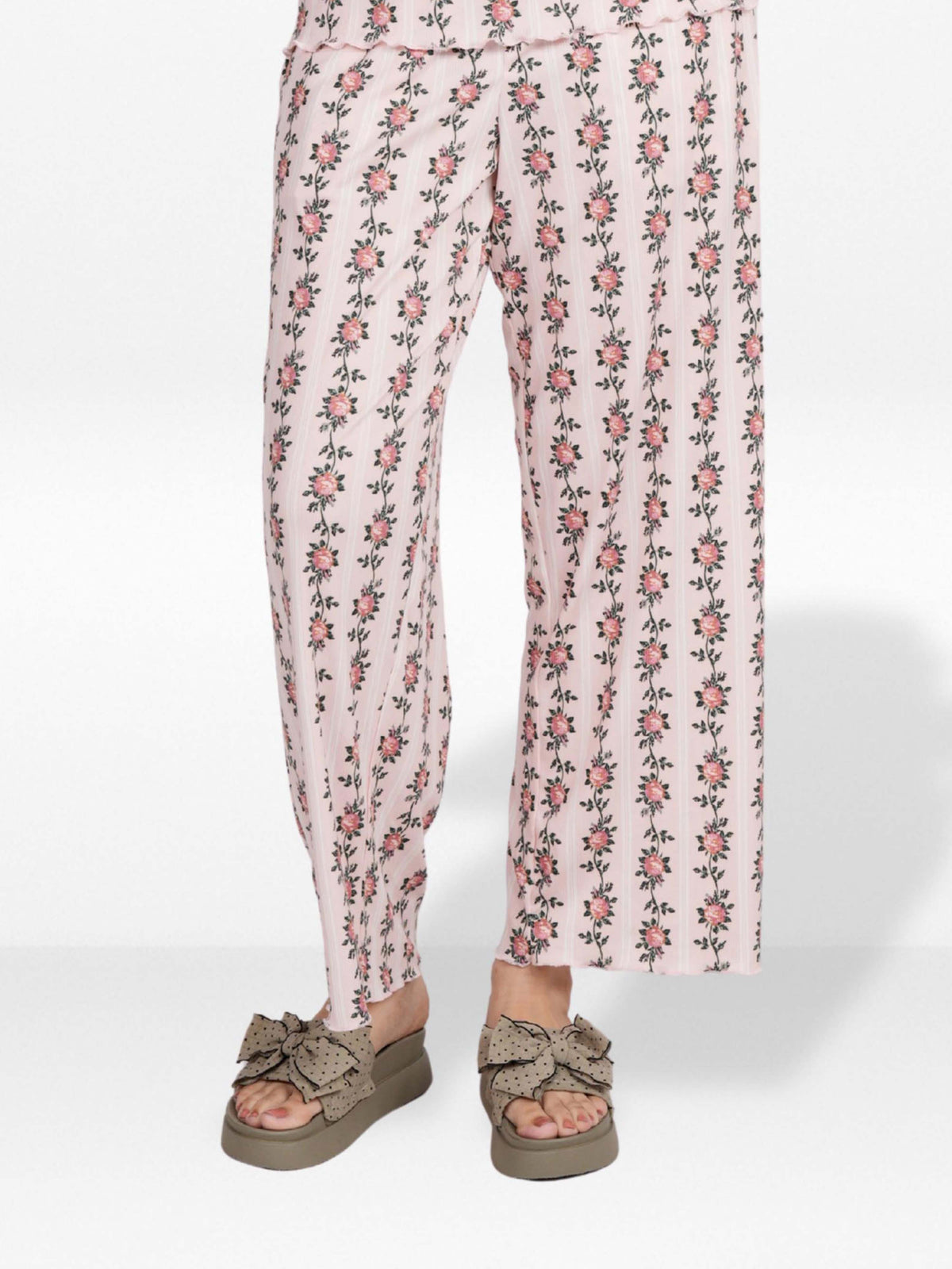 Women's Floral Printed Wide Leg Pants – Soft Yummy Rib Casual Trousers