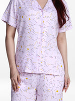 Women’s Short Sleeve Viscose Sleepwear Set – Notch Collar 2 Piece Pajama Outfit | Comfy Nightwear, Soft Summer Lounge Set for Women