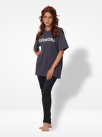 Women Graphics Logo Print T-shirt with Short Sleeves and Round Neck