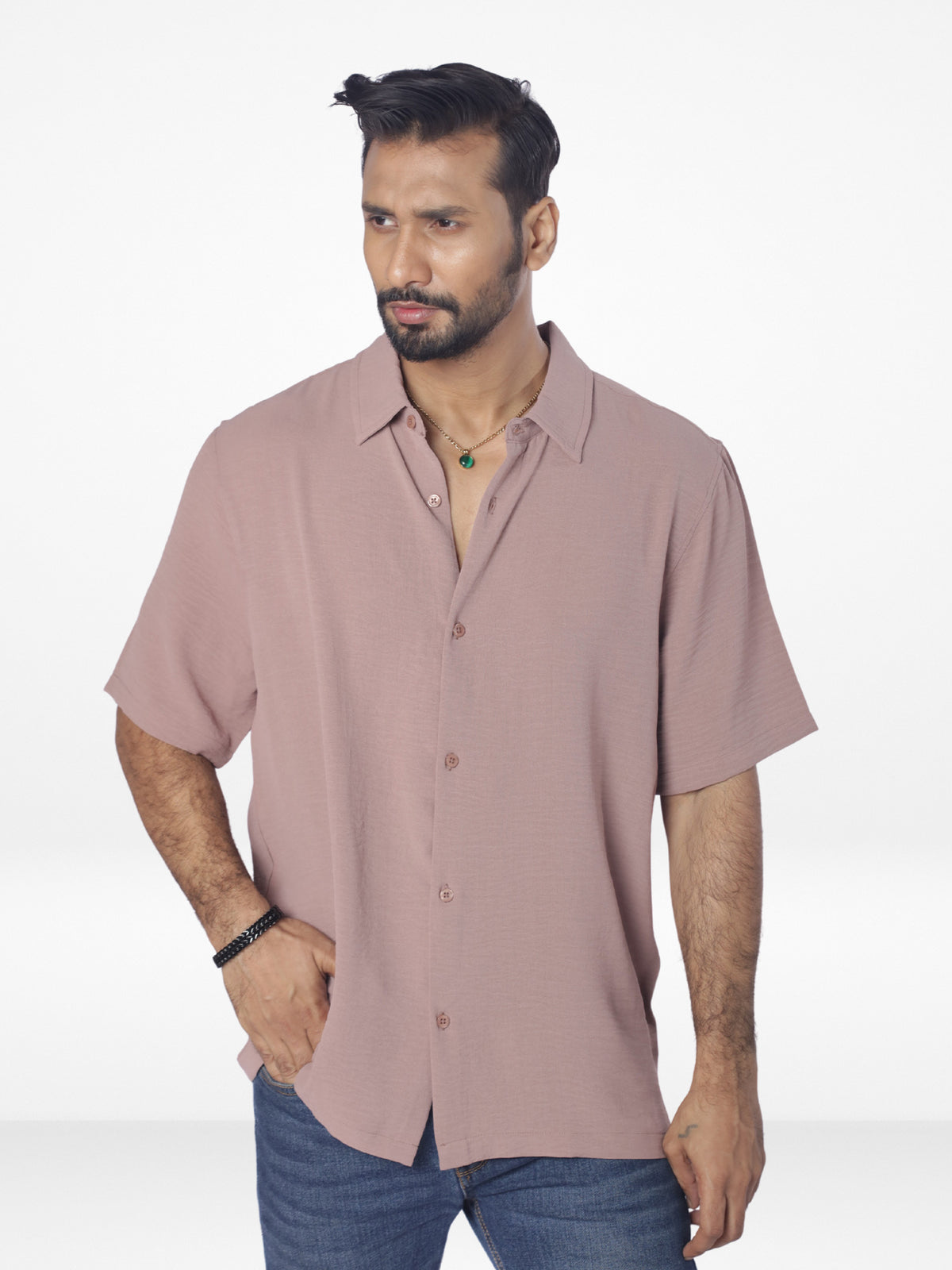 Men's Relaxed-Fit Half-Sleeve Casual Shirt| COPPER