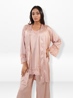 Women’s Satin 4 Piece Night Dress Set – Luxury Sleepwear | Soft Silky Comfortable Nightwear