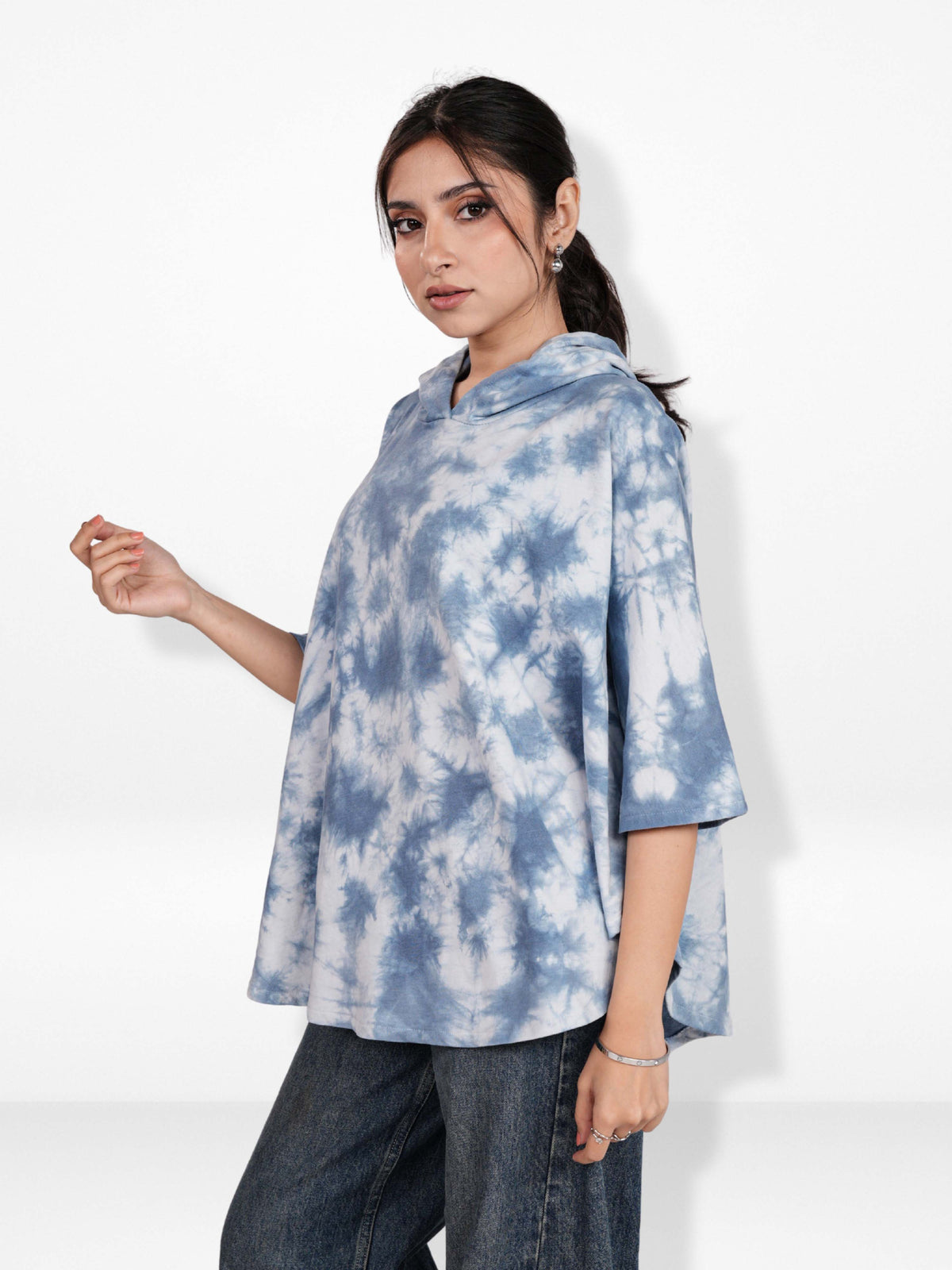 Women’s Tie-Dye Hoodie – Frankie Short Sleeve Pullover Hooded | Casual Comfortable Hooded Top for Everyday Wear