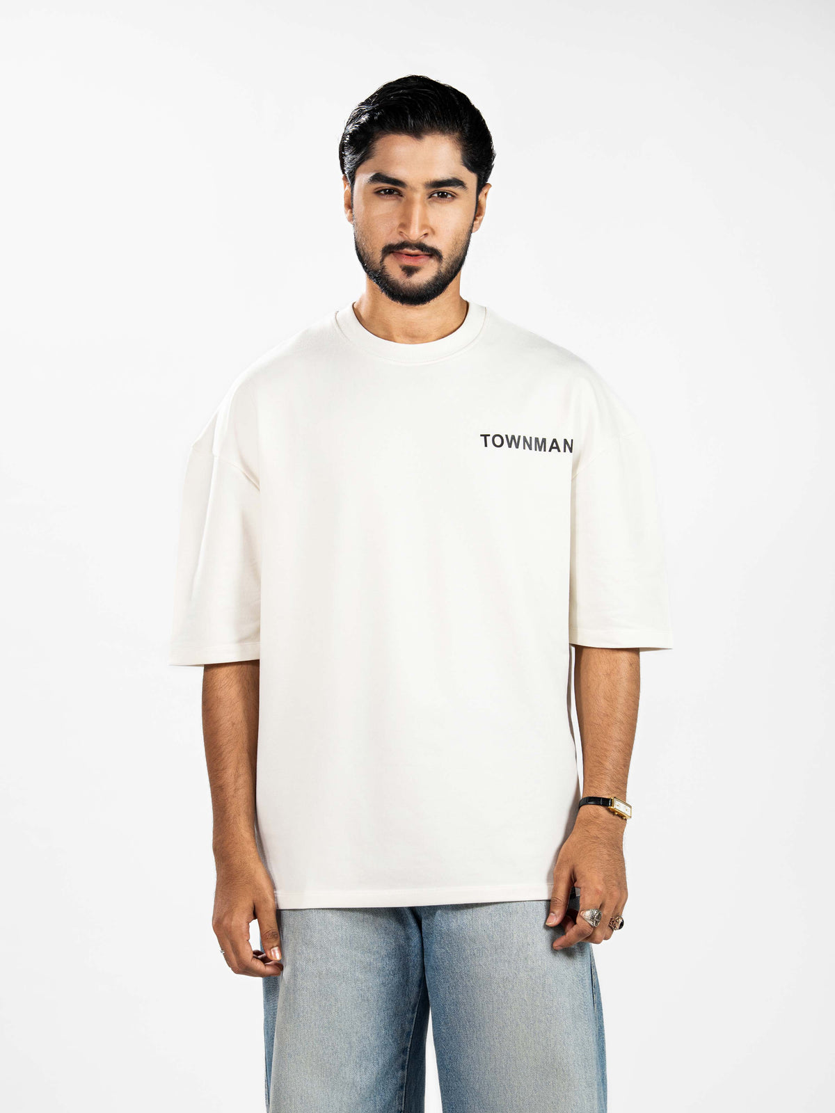 Men’s Oversized Drop Shoulder Graphic T-Shirt – Short Sleeve Crew Neck Tee | Casual Streetwear Top with Front & Back Print