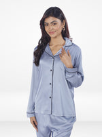 Women's Satin Notch collar & Full Sleeve Sleepwear set |Satin Fabric