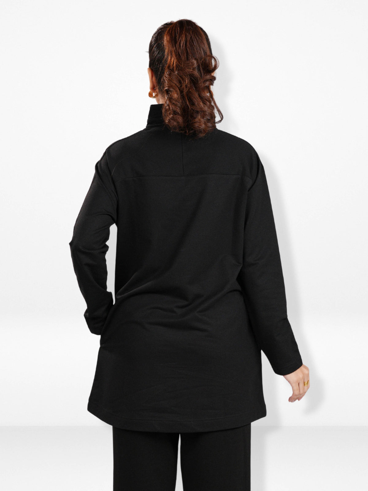 Women’s High Neck Half Zip Pullover Sweatshirt – Long Sleeve | Trendy Relaxed Fit