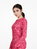 Women's Henley Long Sleeve Printed Top – Soft & Stretchy Rib Knit Casual T-Shirt