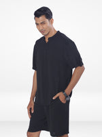 Men's Short Sleeve Shirt & Short Pant Set| Black