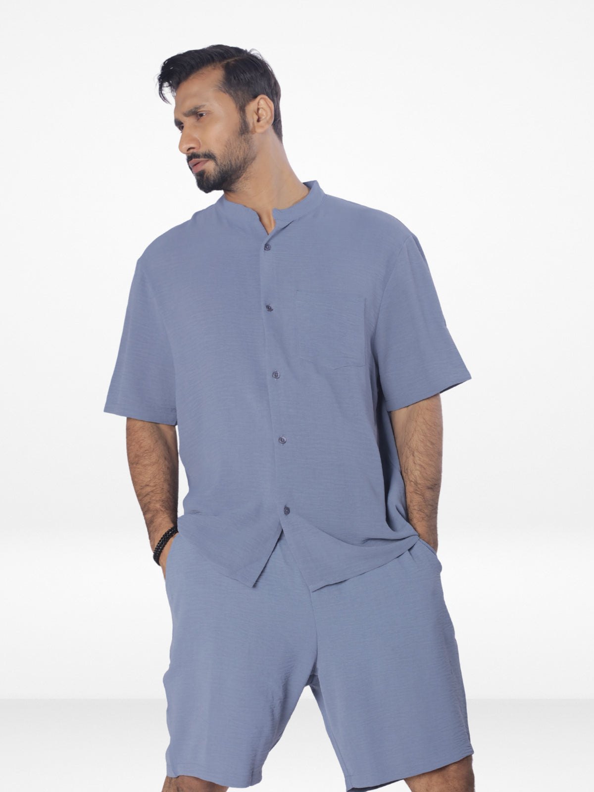 Men's Short Sleeve Shirt & Short Pant Set | Slate Blue