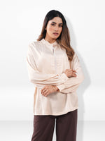 Women’s Satin Band Collar Top – Soft Shiny Blouse | Elegant Party & Everyday Wear