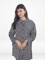 Women Flower Printed Long Top| Black Flower