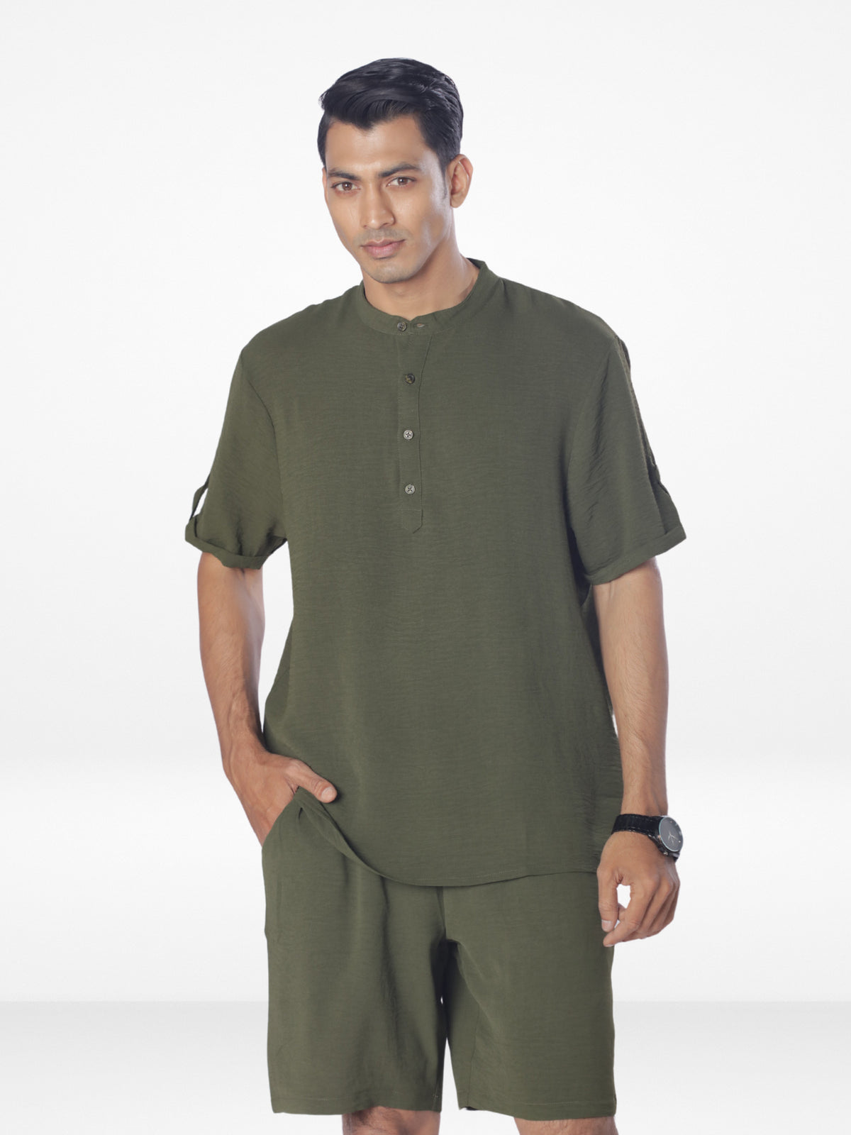 Men's Short Sleeve Short Pant Set| Olive