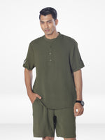 Men's Short Sleeve Short Pant Set| Olive
