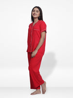 Women Solid Sleepwear Short Sleeve Pyjama Set
