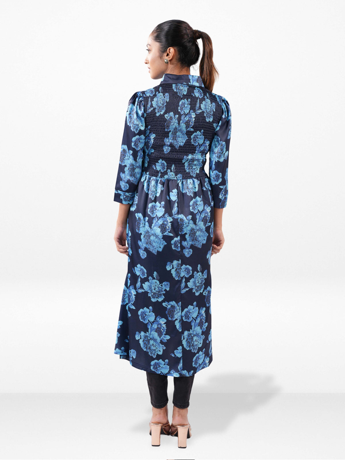 Women’s Floral Print Crepe Maxi Dress – Mystical Long Dress for Casual & Evening Wear